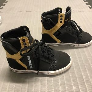 KIDS SUPRA Black Gold High Top Sneakers 12